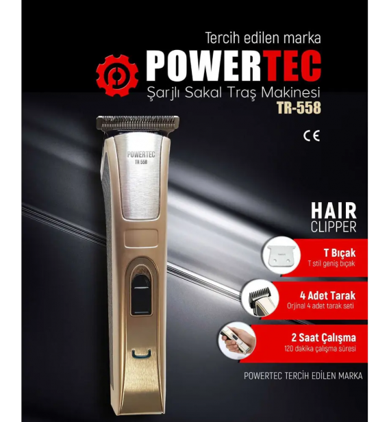 Powertec TR-558 Şarjlı Saç Sakal Tıraş Makinesi